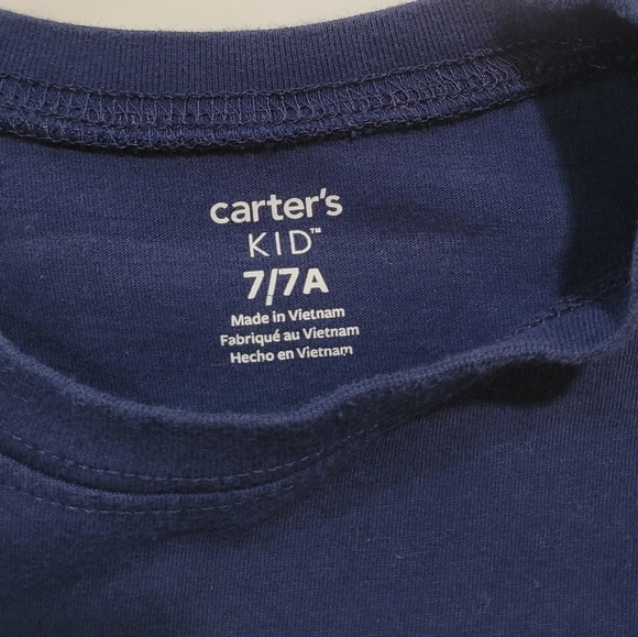 Carter's Kid Navy Blue Dinosaur Long Sleeve Tee Size 7/7A - Picture 2 of 3